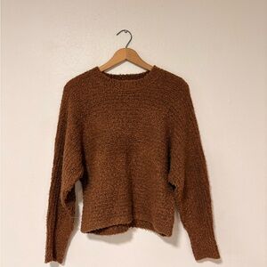 Pink Rose Women's Rich Brown Textured Crewneck Sweater